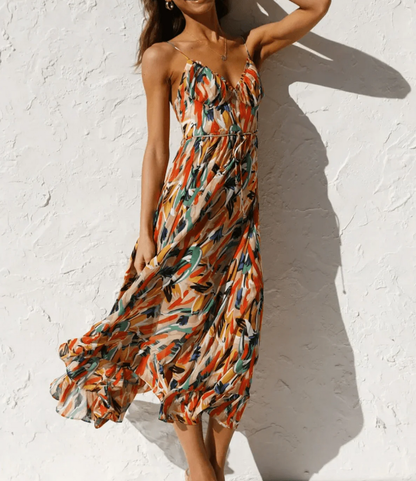 Vestido Midi en Color Vibrante