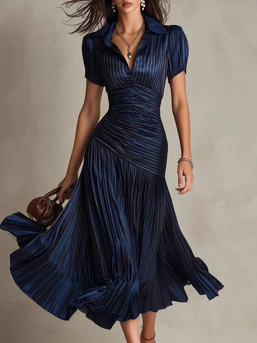 Vestido midi a rayas retro