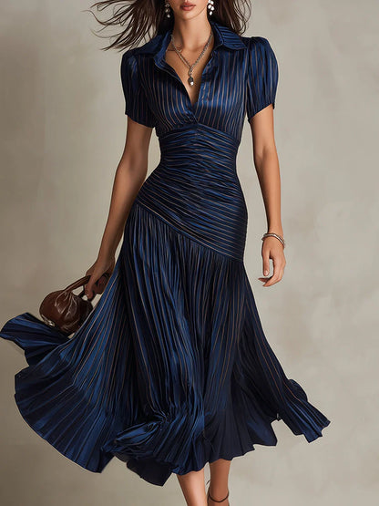 Vestido midi a rayas retro