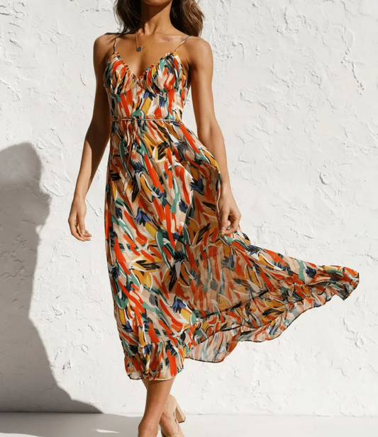 Vestido Midi en Color Vibrante