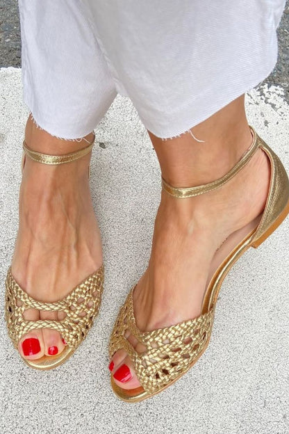 Sandalias Trenzadas Doradas
