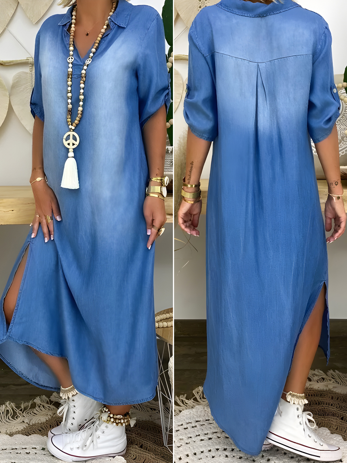 Vestido Maxi Denim Chic