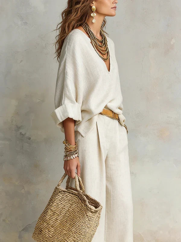 Conjunto resort de lino natural