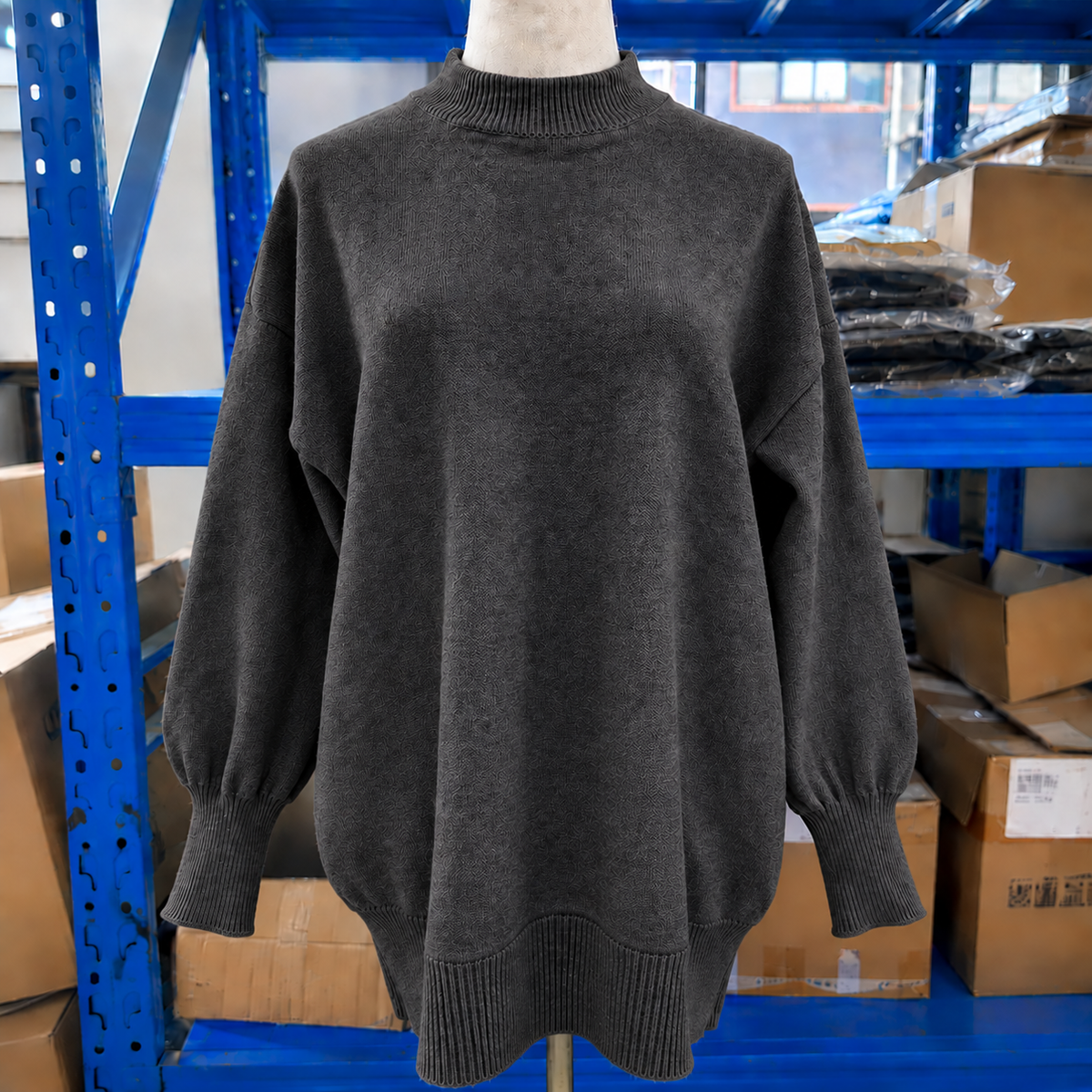 Jersey Oversize de Punto con Cuello Alto