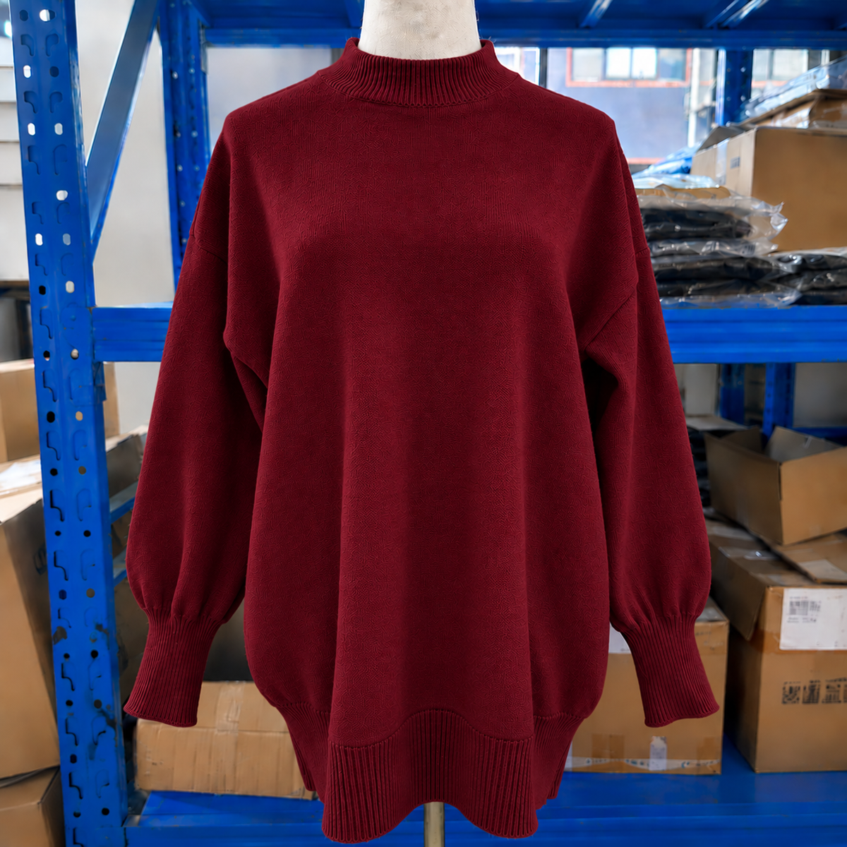 Jersey Oversize de Punto con Cuello Alto