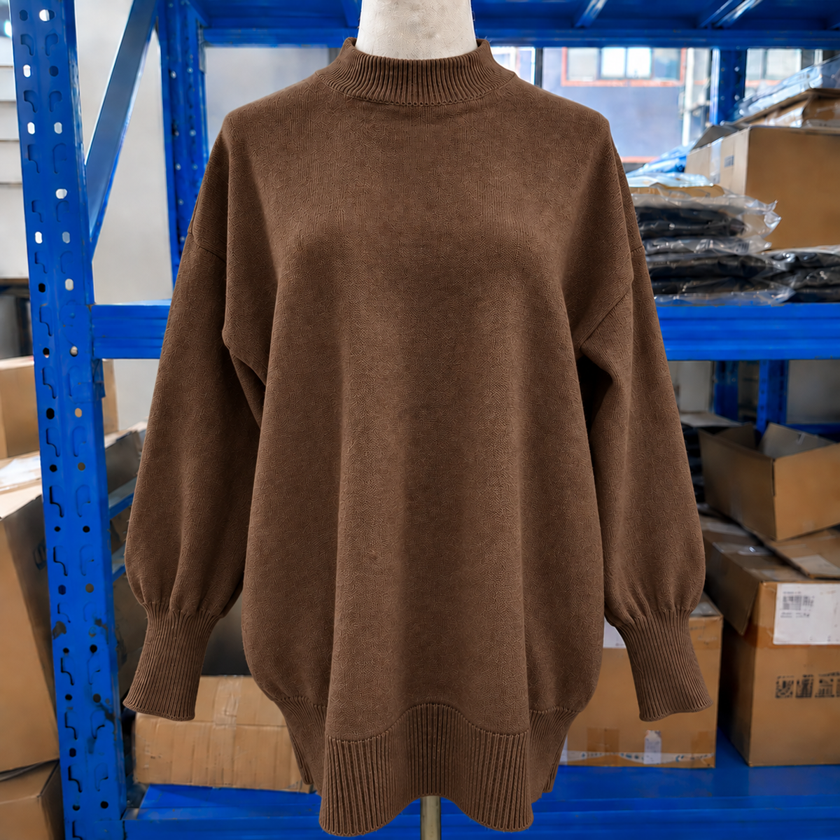 Jersey Oversize de Punto con Cuello Alto