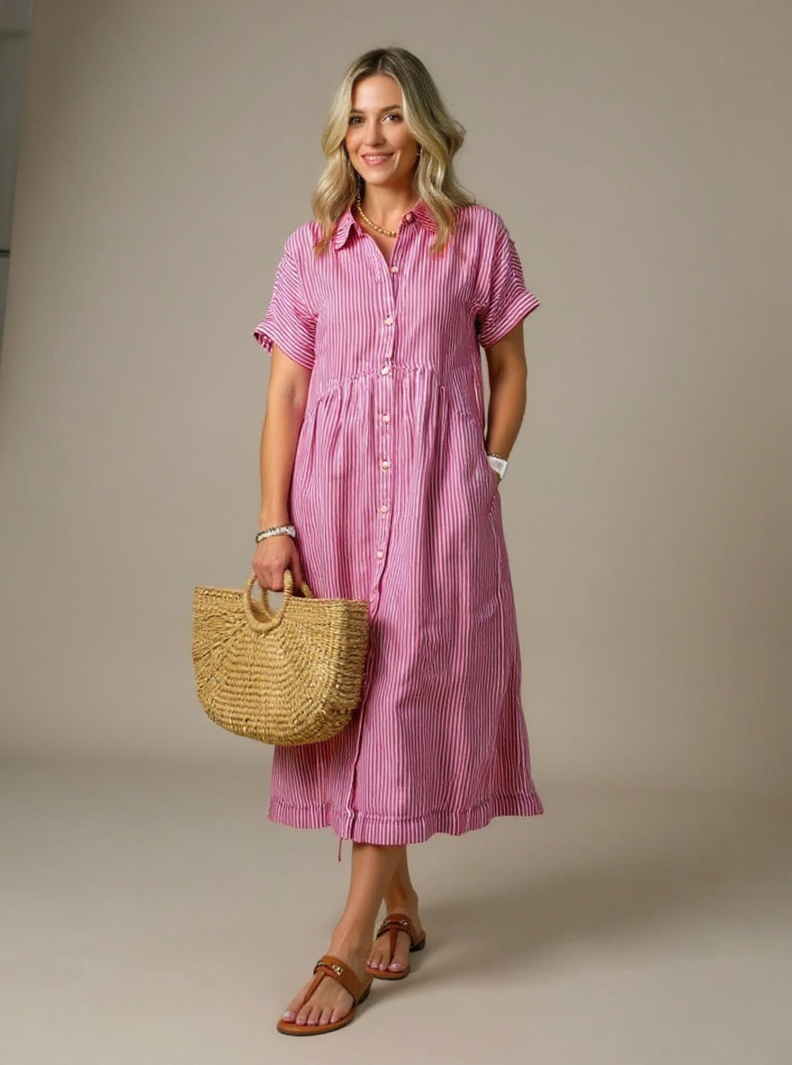 Vestido Elegante de Rayas Suaves