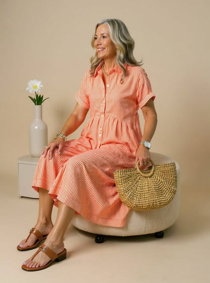 Vestido Elegante de Rayas Suaves