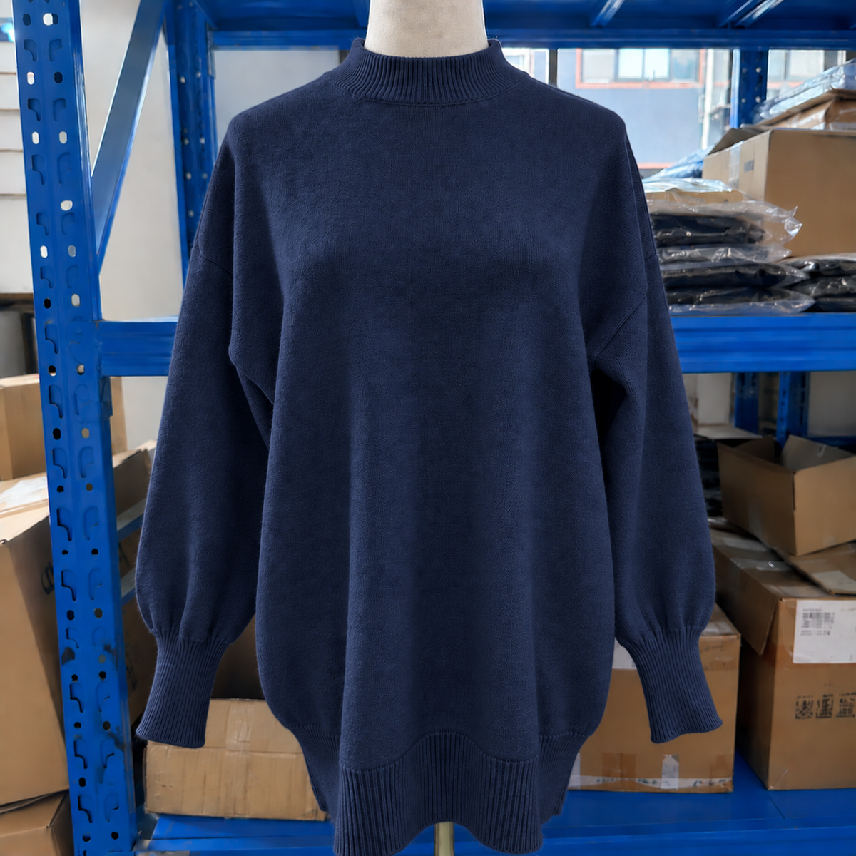 Jersey Oversize de Punto con Cuello Alto