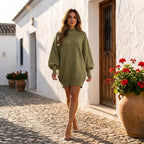 Jersey Oversize de Punto con Cuello Alto