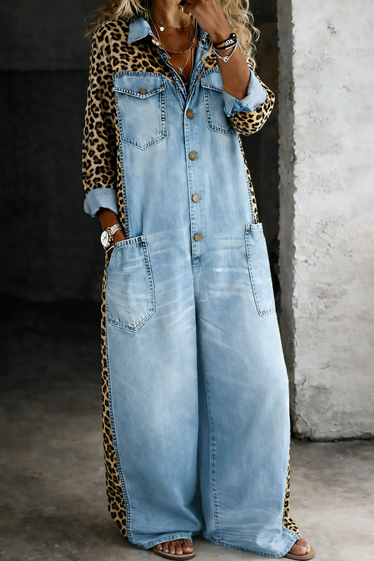 Mono denim estampado leopardo