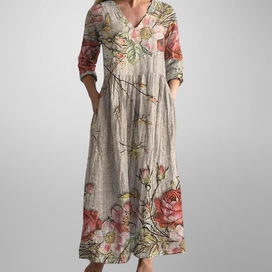 Elegante Vestido Midi con Estampado Floral