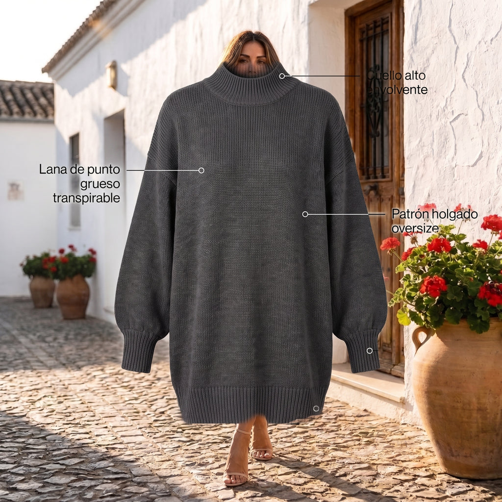 Jersey Oversize de Punto con Cuello Alto
