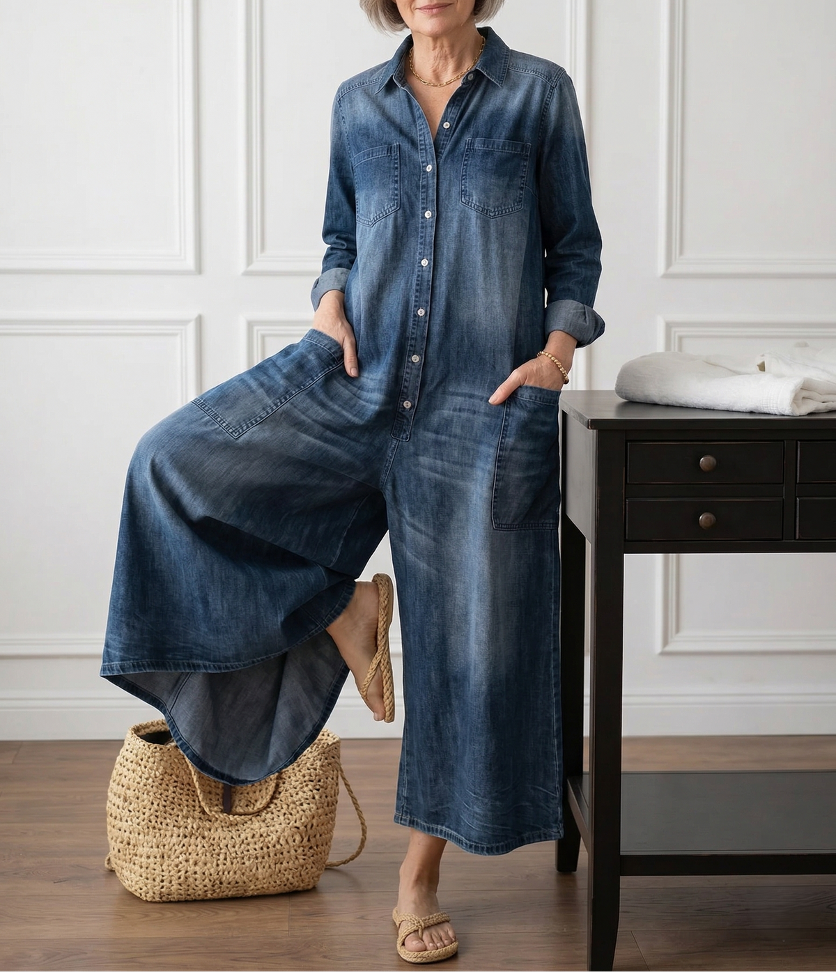 Mono denim con botones