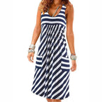 Vestido Midi de Rayas con Bolsillos