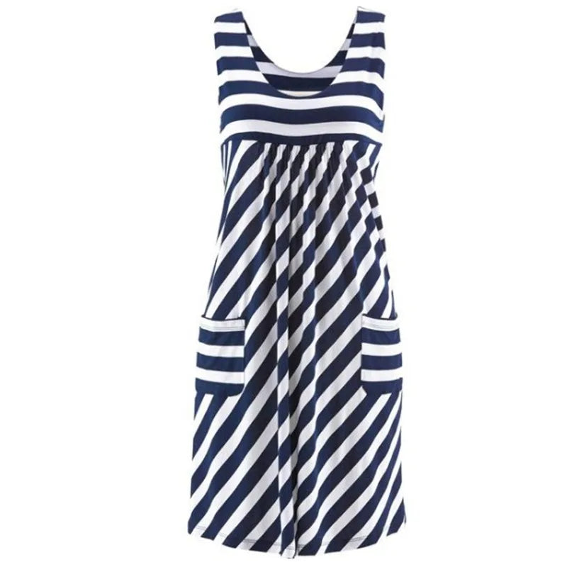 Vestido Midi de Rayas con Bolsillos