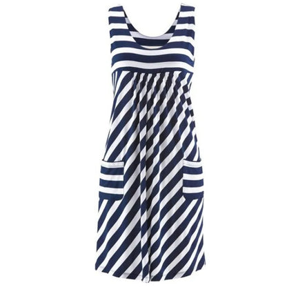 Vestido Midi de Rayas con Bolsillos