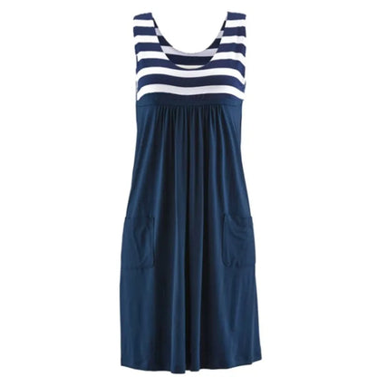 Vestido Midi de Rayas con Bolsillos