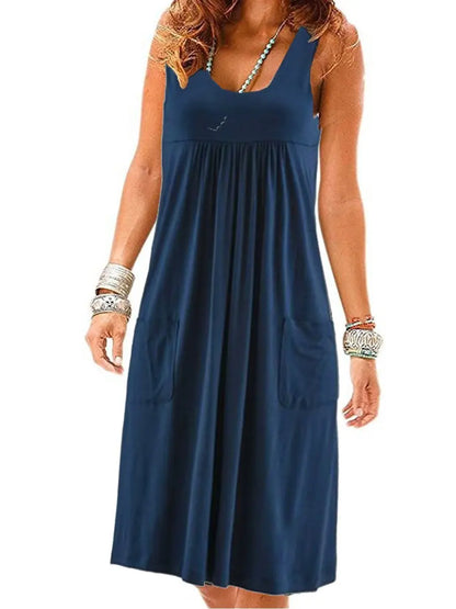 Vestido Midi de Rayas con Bolsillos