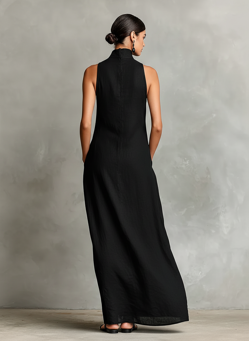 Vestido largo minimalista sin mangas