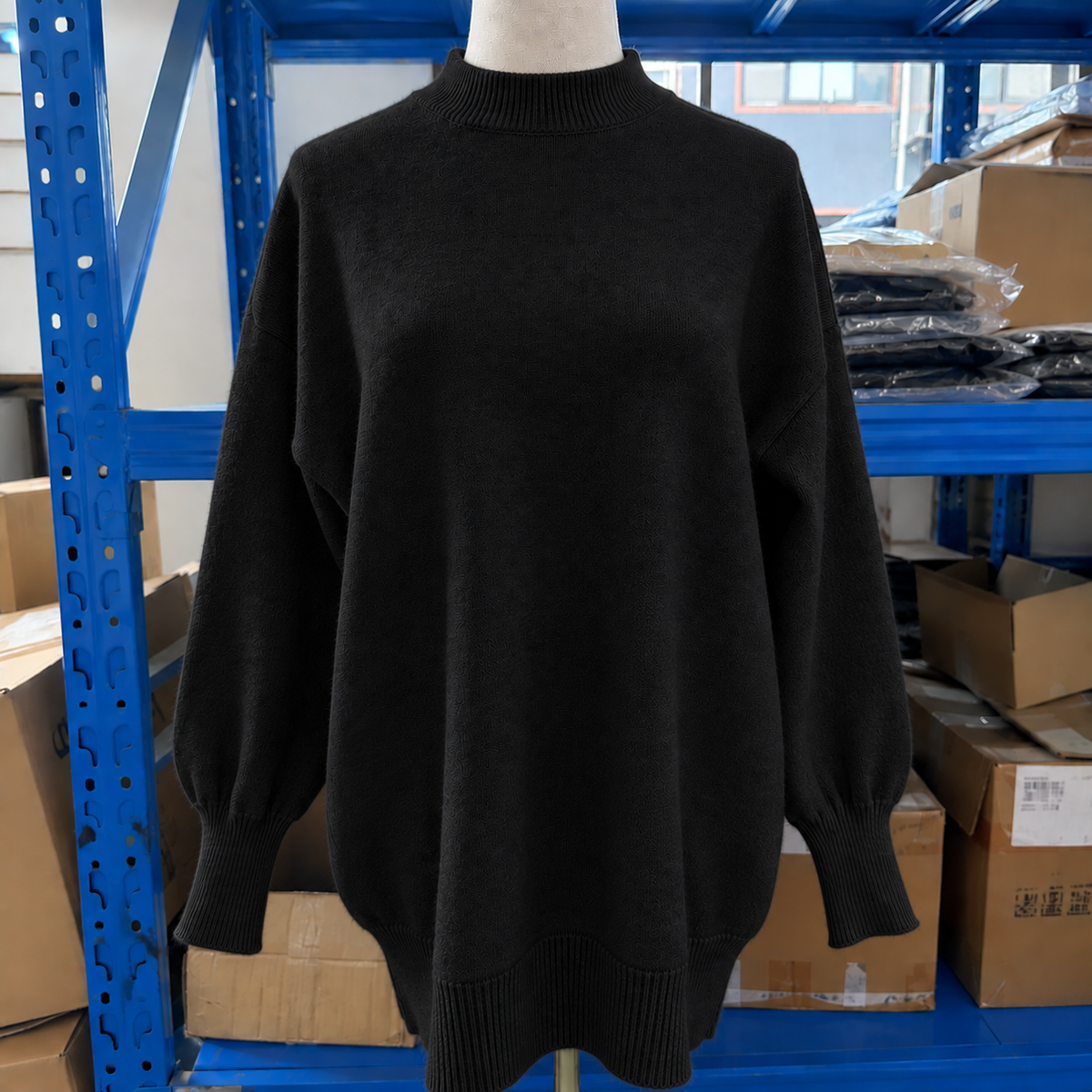 Jersey Oversize de Punto con Cuello Alto
