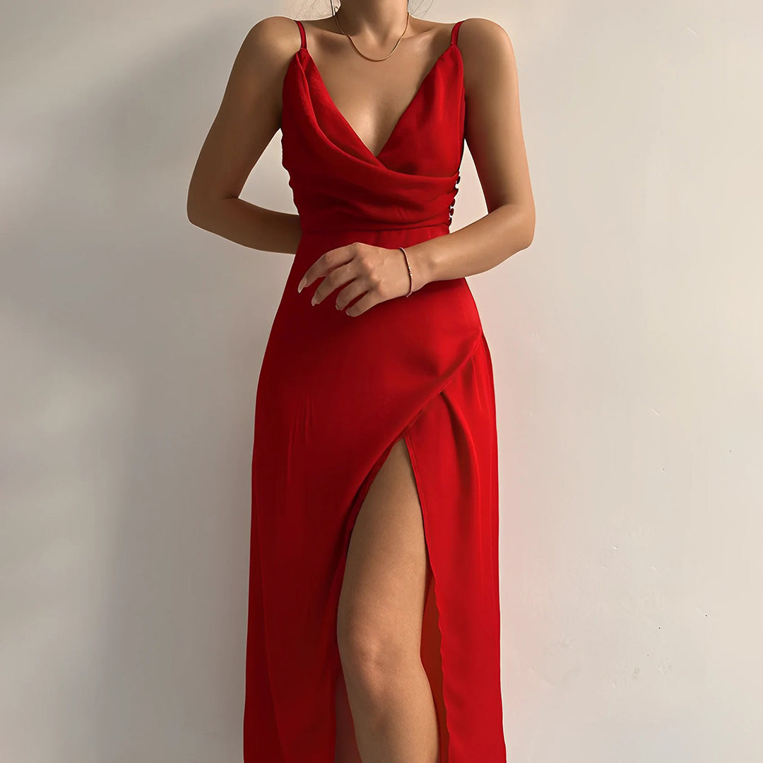 Vestido Elegante con Escote Victoria