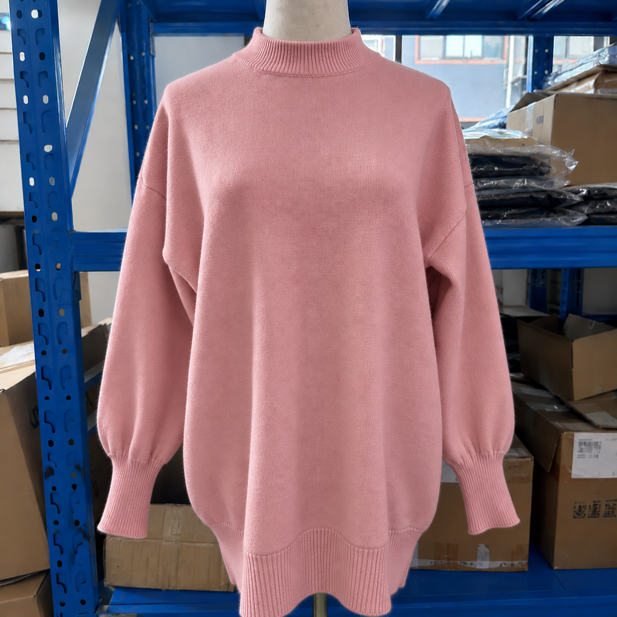 Jersey Oversize de Punto con Cuello Alto