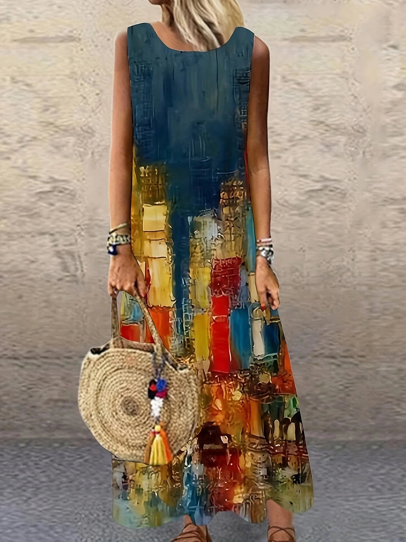 Vestido Largo Estampado Bohemio