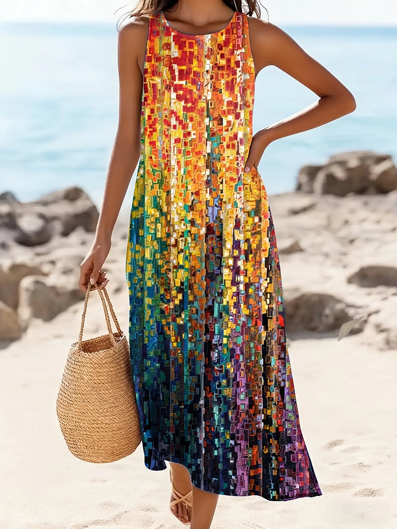 Vestido Largo Estampado Bohemio