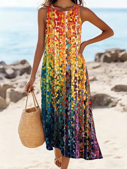 Vestido Largo Estampado Bohemio