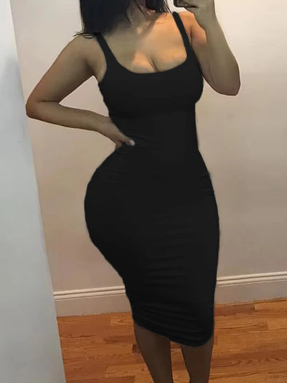 Vestido Midi Ajustado de Tirantes
