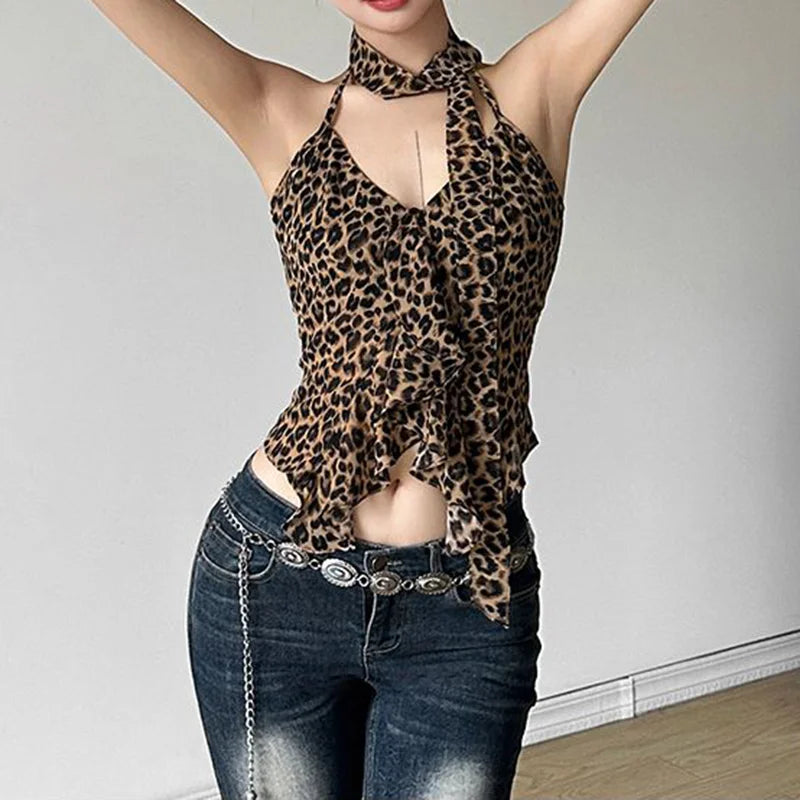 Top Corto con Estampado de Leopardo