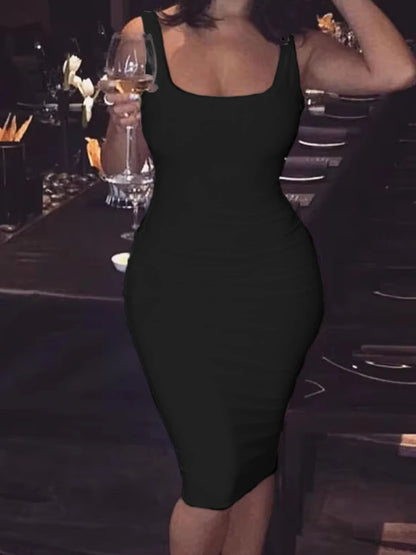 Vestido Midi Ajustado de Tirantes