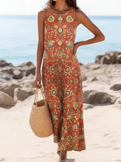 Vestido Largo Estampado Bohemio