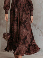 Vestido Largo con Elegante Estampado Vintage