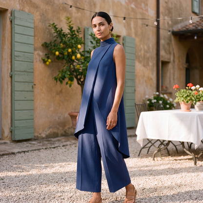 Martina | Conjunto elegante con top drapeado y pantalón palazzo