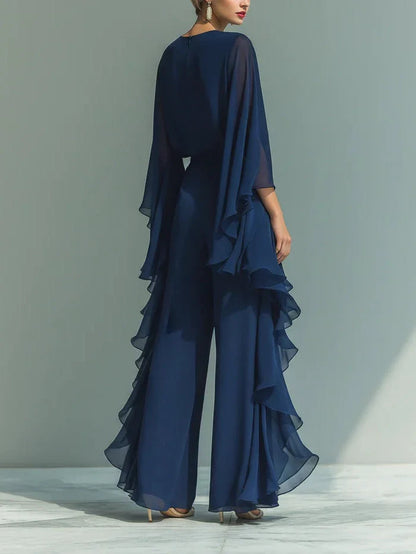 Elegante conjunto de gasa con volantes