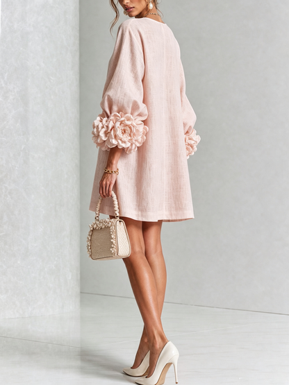 Mini vestido con botones y mangas florales