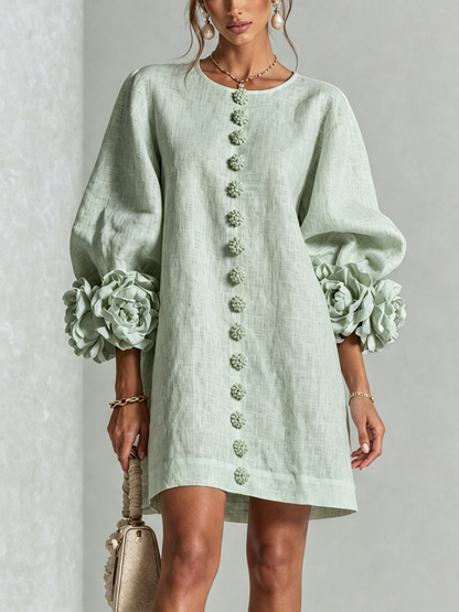 Mini vestido con botones y mangas florales