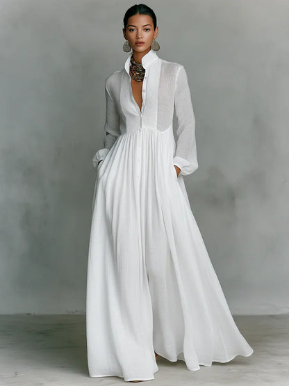 Vestido Maxi con Cuello Alto