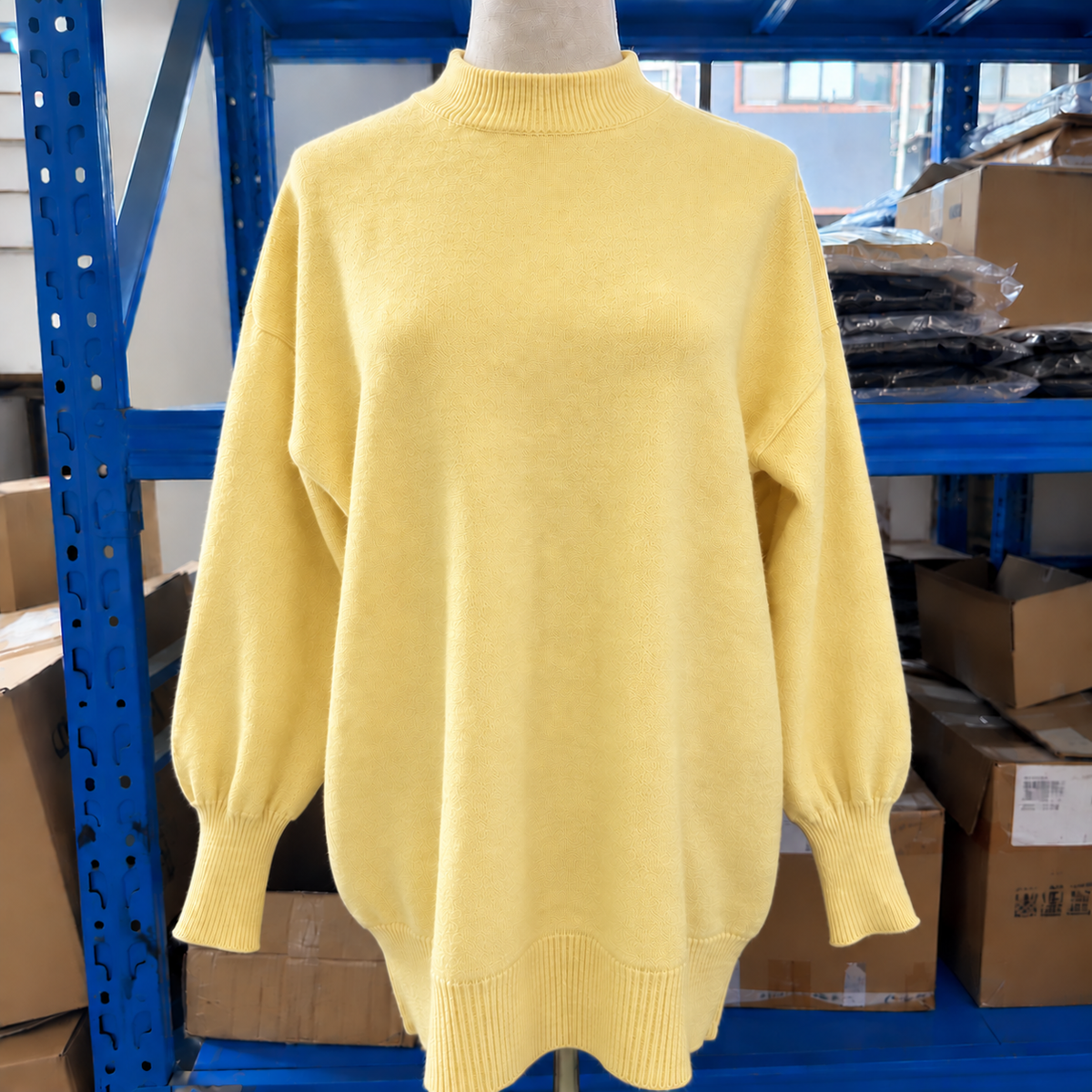 Jersey Oversize de Punto con Cuello Alto