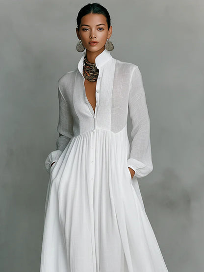 Vestido Maxi con Cuello Alto
