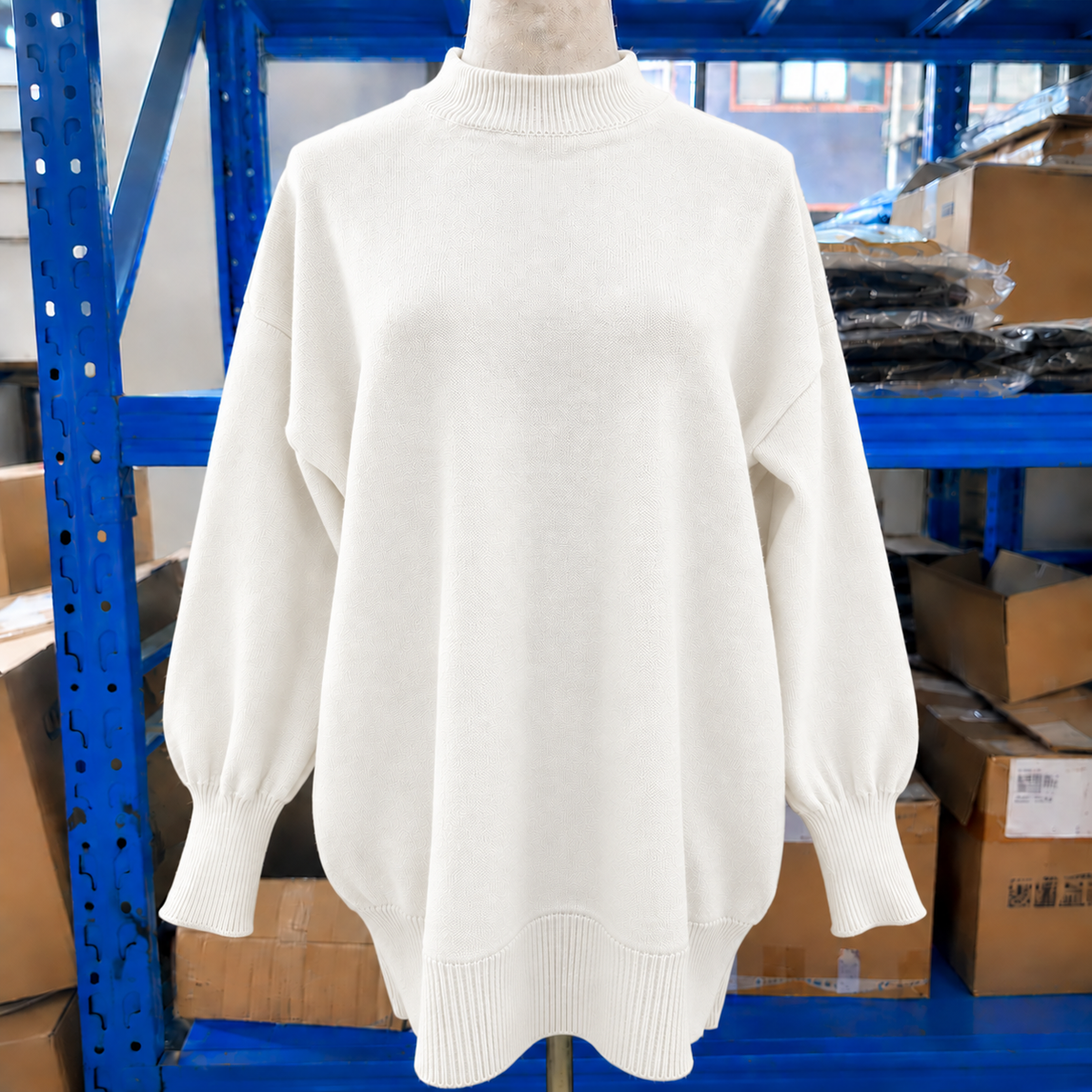 Jersey Oversize de Punto con Cuello Alto