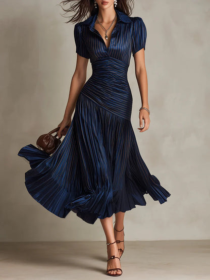 Vestido midi a rayas retro