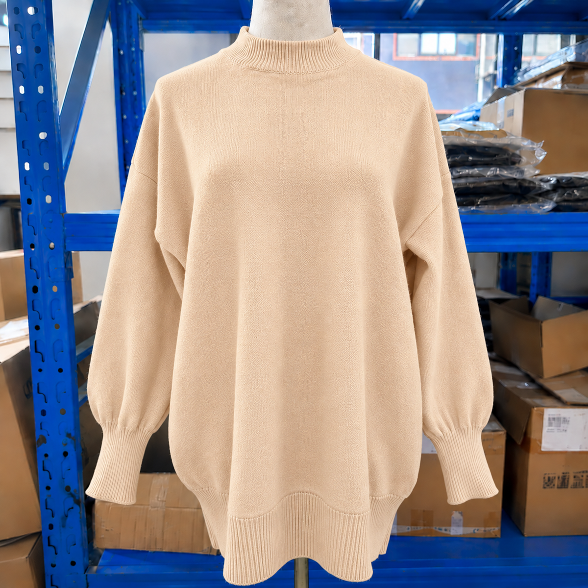 Jersey Oversize de Punto con Cuello Alto