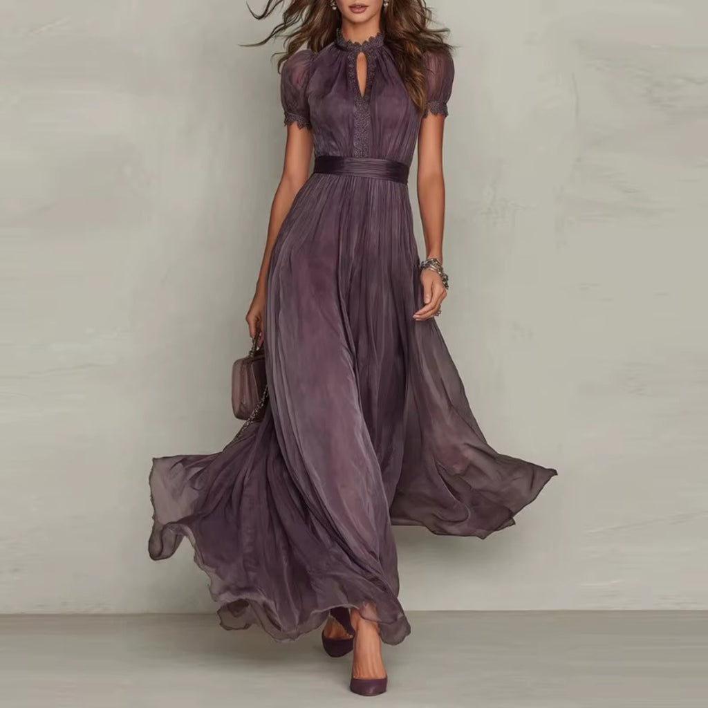 Vestido largo de gasa morado