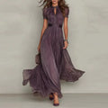 Vestido largo de gasa morado