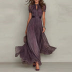 Vestido largo de gasa morado