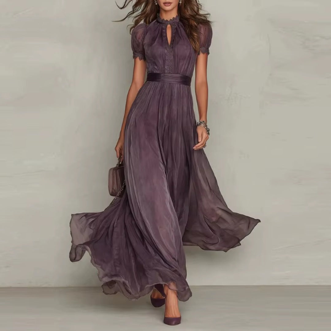 Vestido largo de gasa morado
