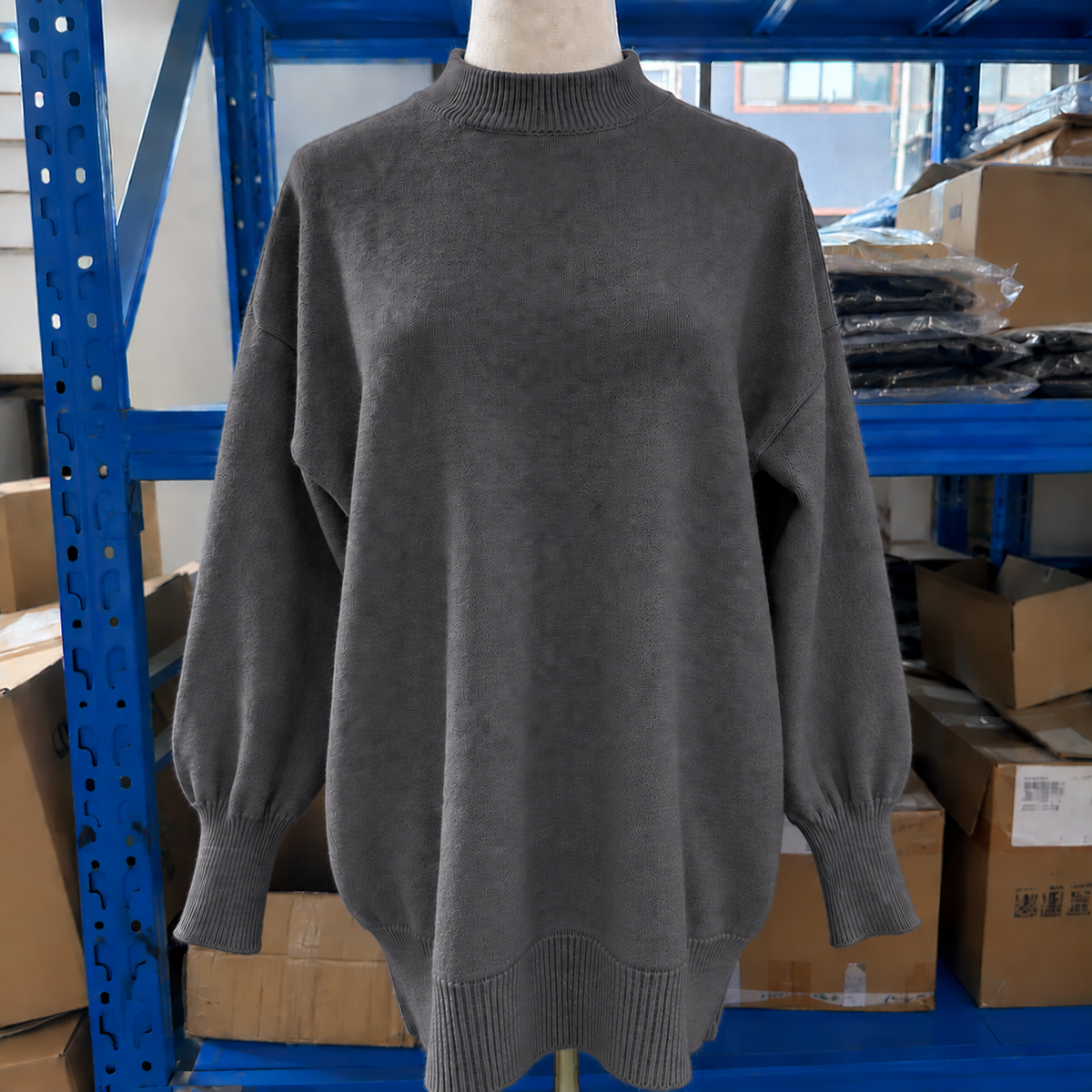 Jersey Oversize de Punto con Cuello Alto